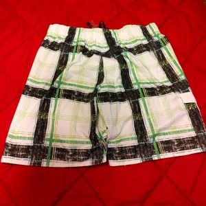 Joe Boxer X-Large Men's swim shorts. Green, Black, and White.